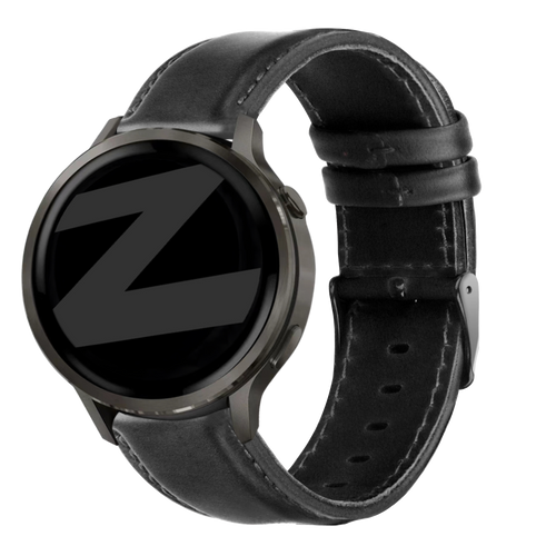 Bandz Garmin Forerunner 265 Leather Strap 'Classic' (Black)