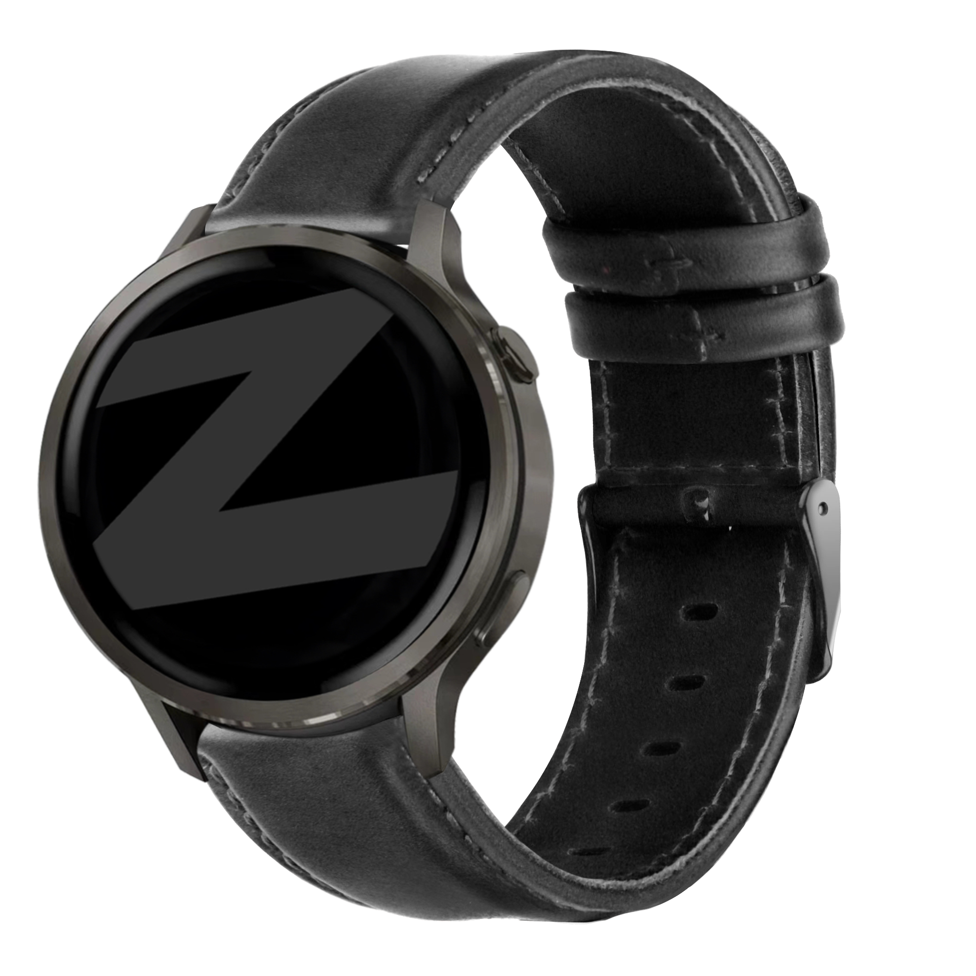 Bandz Garmin Forerunner 570 - 47mm Leather Strap 'Classic' (Black)