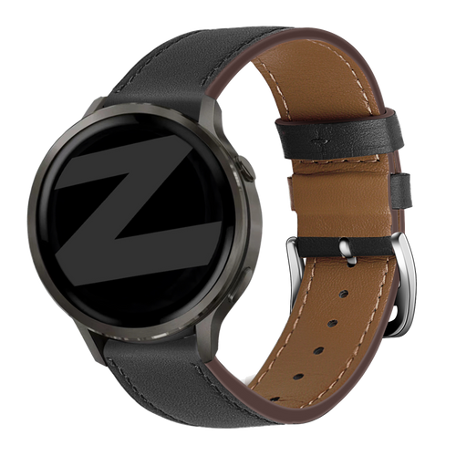 Bandz Garmin Forerunner 265 Leather Strap 'Deluxe' (Black)