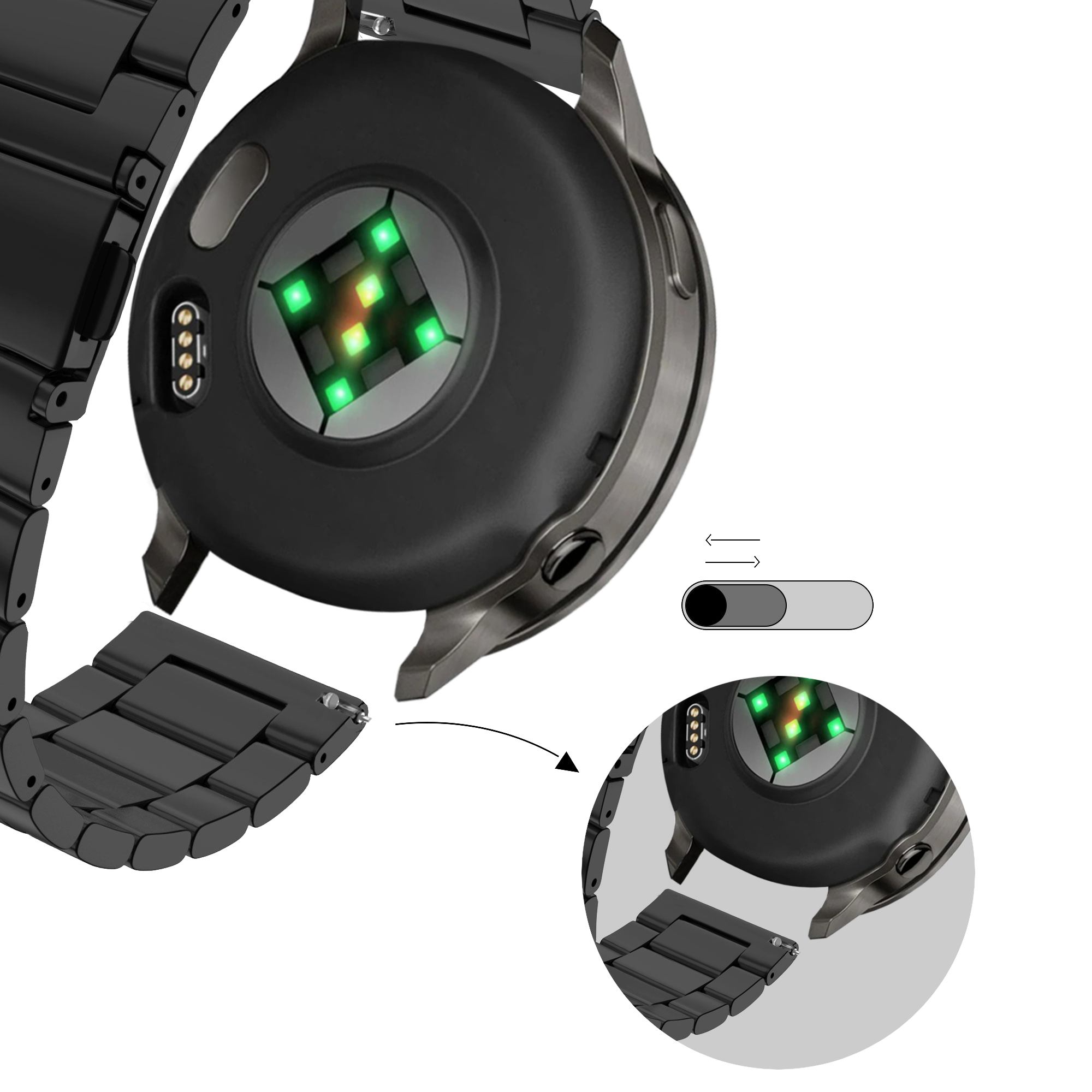 Bandz Correa acero 'Classic' Garmin Vivomove 3s (negro)