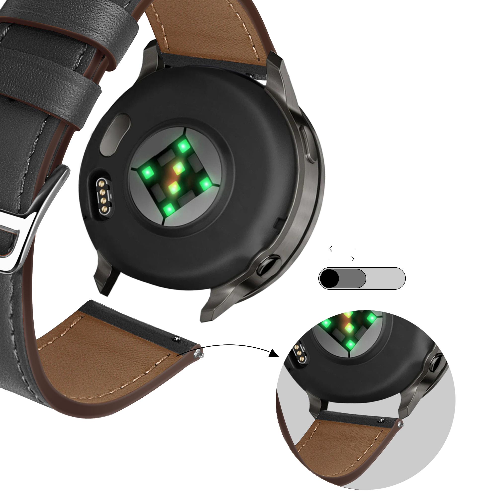 Bandz Correa cuero 'Wave' Garmin Venu 2 (negro)